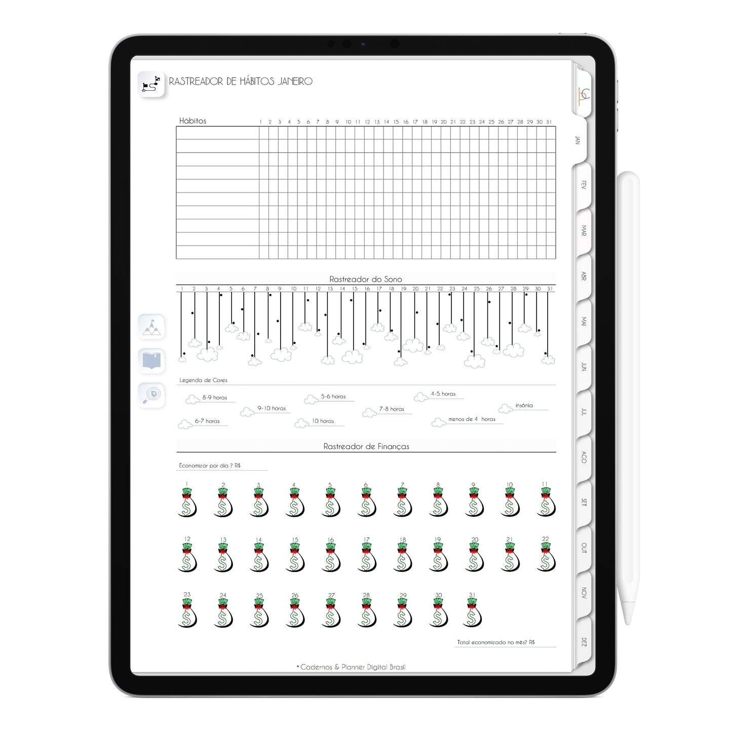 Planner Digital 2023 Vertical Executivo White Evolução Constante • iPad Tablet • Download Instantâneo • Sustentável