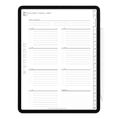 Planner Digital 2023 Vertical Executivo White Linha do Equilíbrio • iPad Tablet • Download Instantâneo • Sustentável