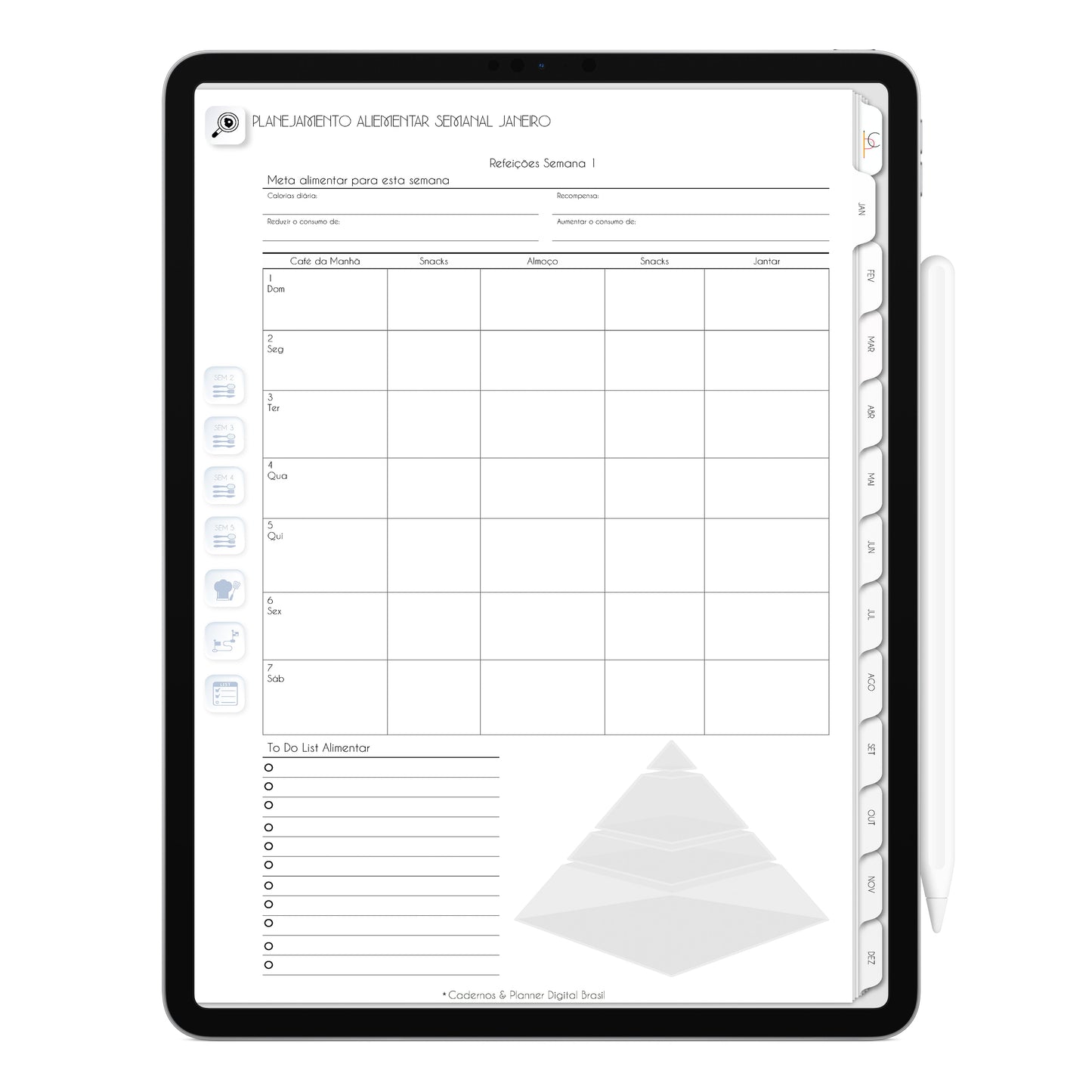 Planner Digital 2023 Vertical Executivo White Beleza Delicada • iPad Tablet • Download Instantâneo • Sustentável