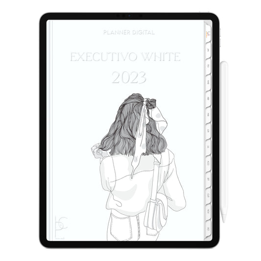 Planner Digital 2023 Vertical Executivo White Delicate • iPad Tablet • Download Instantâneo • Sustentável