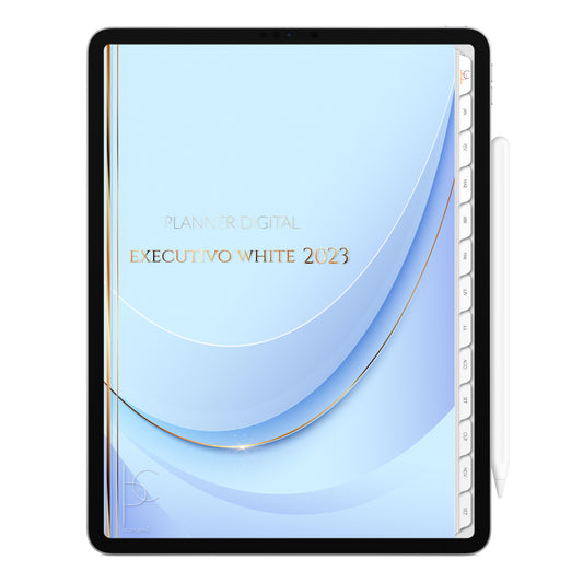 Planner Digital 2023 Vertical Executivo White Neve Blue • iPad Tablet • Download Instantâneo • Sustentável