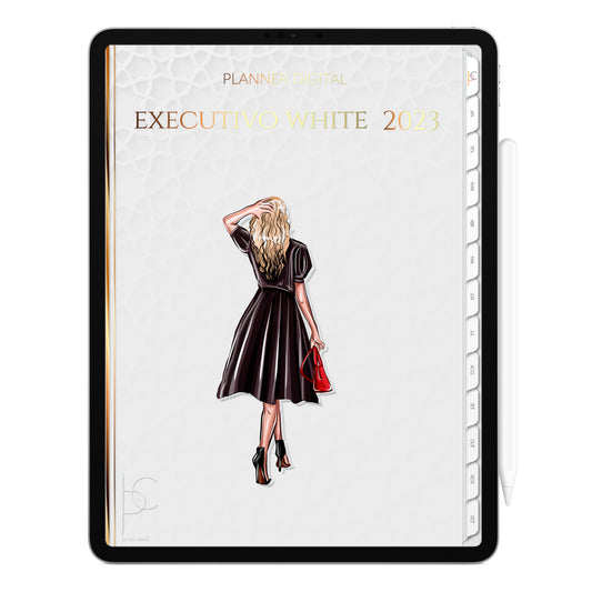 Planner Digital 2023 Vertical Executivo White Natural Glamour • iPad Tablet • Download Instantâneo • Sustentável