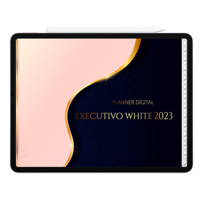 Planner Digital 2023 Horizontal Executivo White Elegance • iPad Tablet • Download Instantâneo • Sustentável
