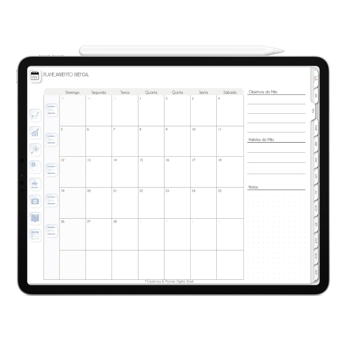 Planner Digital 2023 Horizontal Executivo White Friends Forever • iPad Tablet • Download Instantâneo • Sustentável