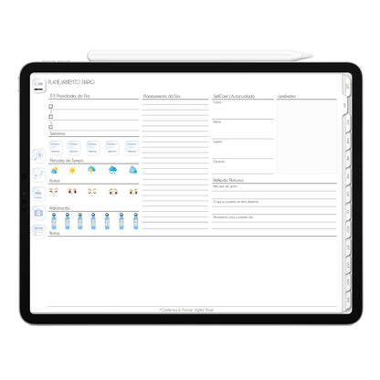 Planner Digital 2023 Horizontal Executivo White Natural Glamour • iPad Tablet • Download Instantâneo • Sustentável