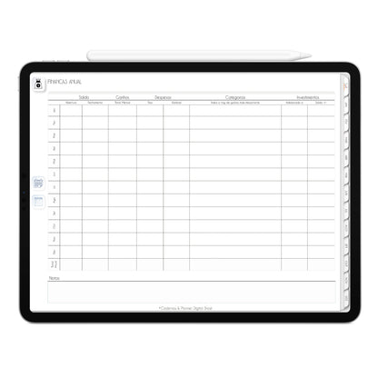 Planner Digital 2023 Horizontal Executivo White Linha do Equilíbrio • iPad Tablet • Download Instantâneo • Sustentável