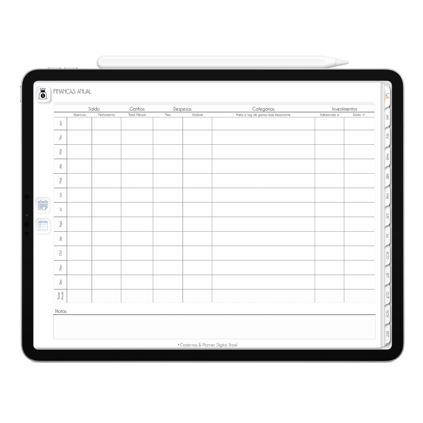 Planner Digital 2023 Horizontal Executivo White Natural Glamour • iPad Tablet • Download Instantâneo • Sustentável