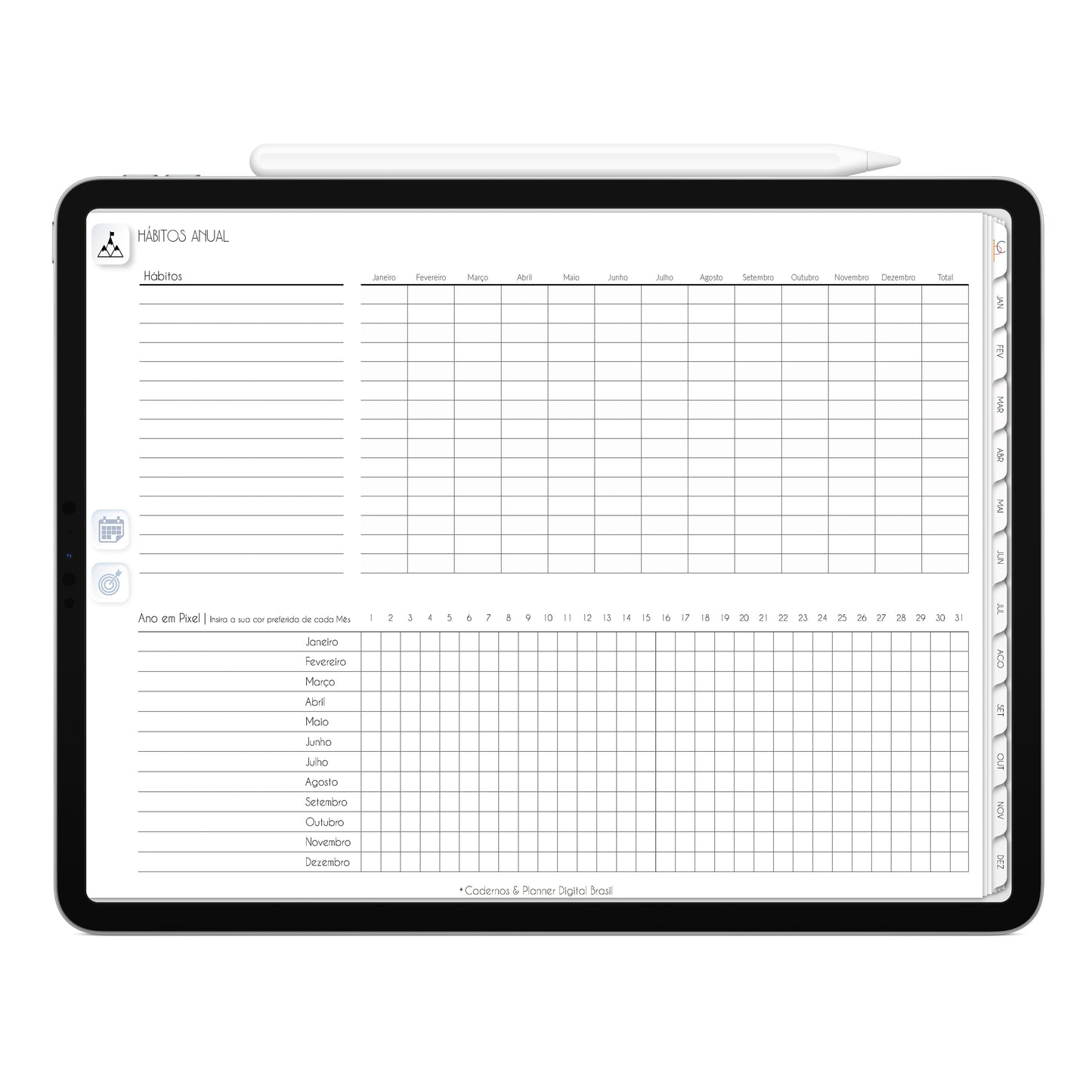 Planner Digital 2023 Horizontal Executivo White Linha do Equilíbrio • iPad Tablet • Download Instantâneo • Sustentável