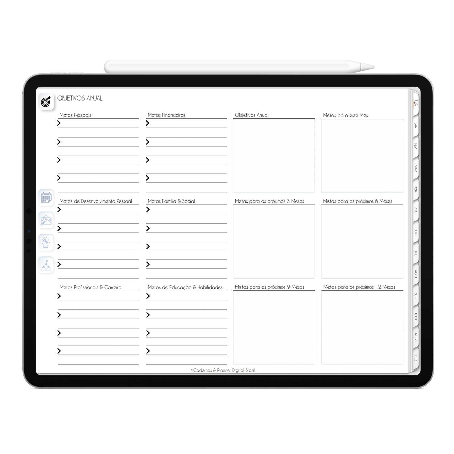 Planner Digital 2023 Horizontal Executivo White Woman • iPad Tablet • Download Instantâneo • Sustentável