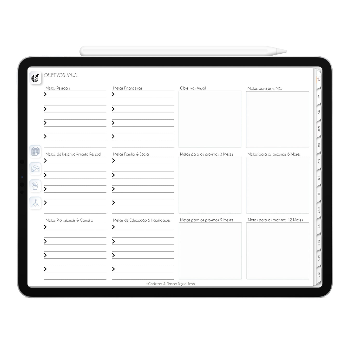 Planner Digital 2023 Horizontal Executivo White Missão Divina • iPad Tablet • Download Instantâneo • Sustentável