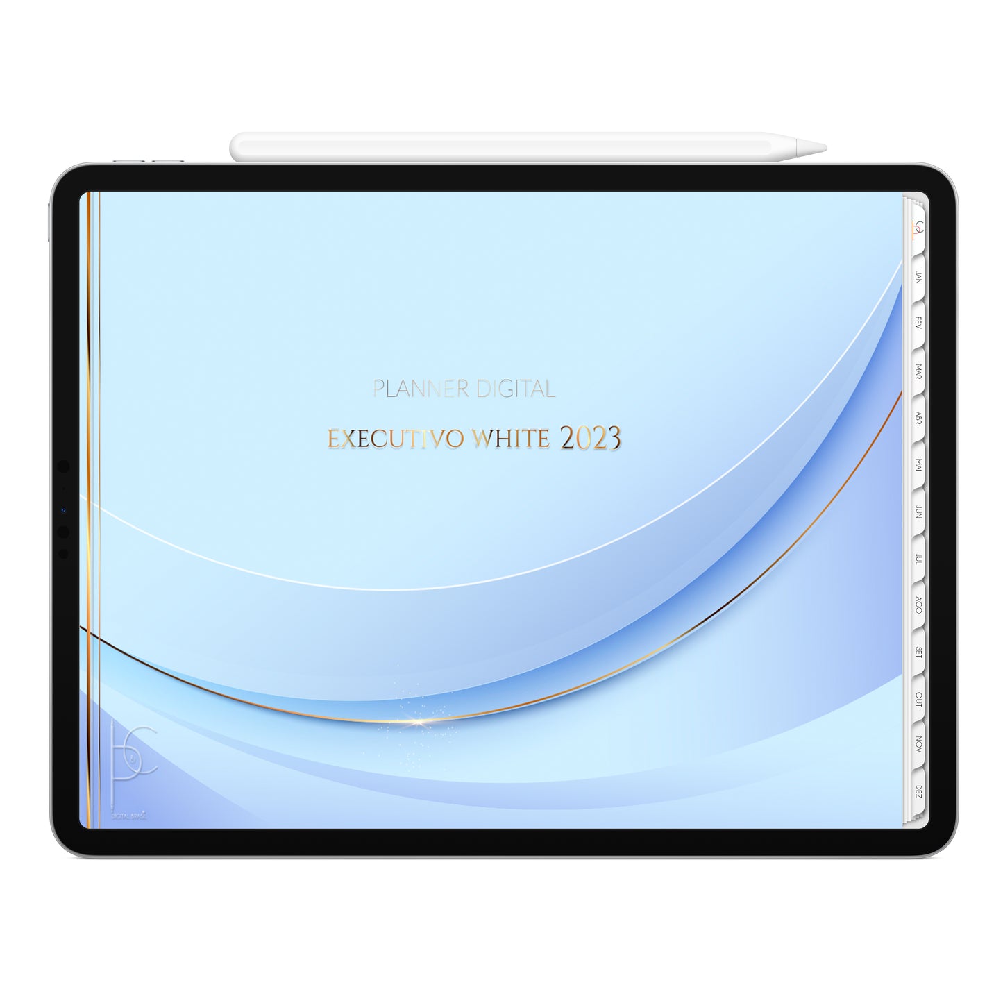 Planner Digital 2023 Horizontal Executivo White Neve Blue • iPad Tablet • Download Instantâneo • Sustentável