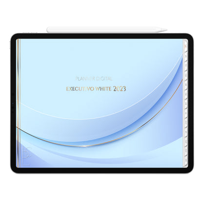 Planner Digital 2023 Horizontal Executivo White Neve Blue • iPad Tablet • Download Instantâneo • Sustentável