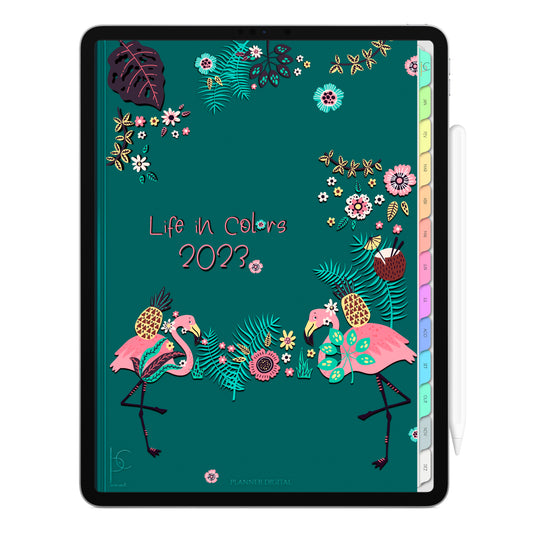 Planner Digital 2023 Vertical Life In Colors Floral • iPad Tablet • Download Instantâneo • Sustentável