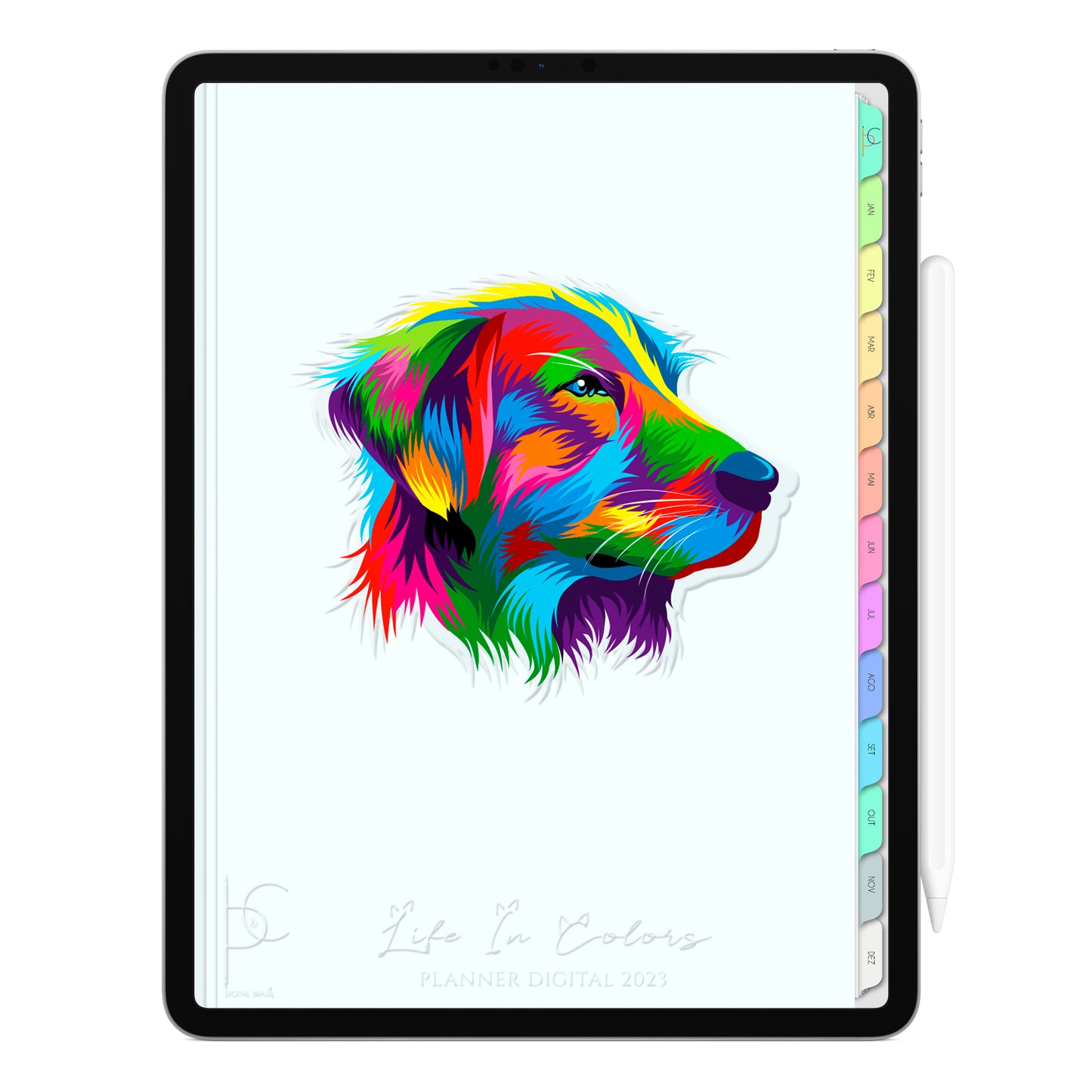Planner Digital 2023 Vertical Life In Colors Golden Love • iPad Tablet • Download Instantâneo • Sustentável