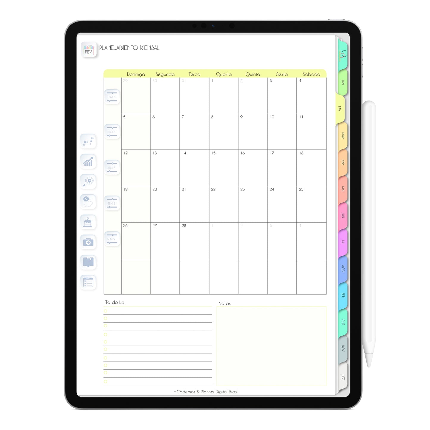 Planner Digital 2023 Vertical Life In Colors Arco-Íris • iPad Tablet • Download Instantâneo • Sustentável