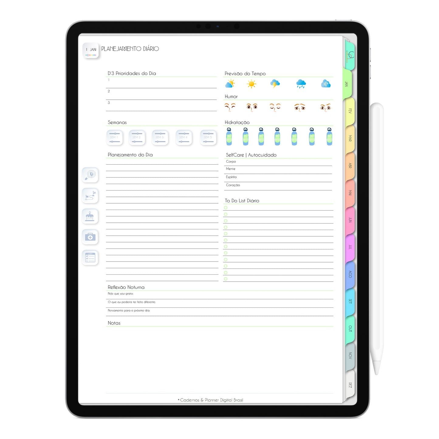 Planner Digital 2023 Vertical Life In Colors Arco-Íris • iPad Tablet • Download Instantâneo • Sustentável