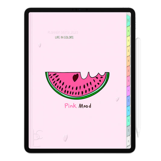 Planner Digital 2023 Vertical Life In Colors Pink Mood • iPad Tablet • Download Instantâneo • Sustentável