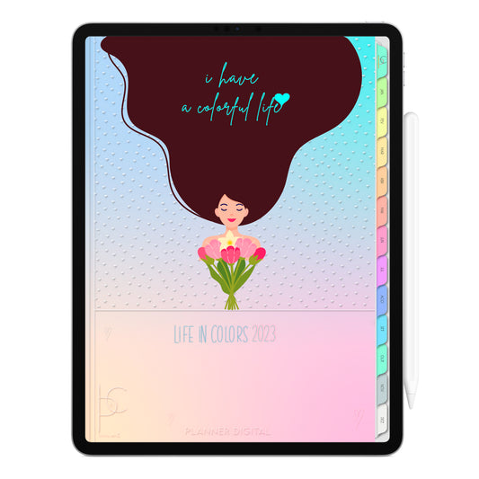 Planner Digital 2023 Vertical Life In Colors Colorful Life • iPad Tablet • Download Instantâneo • Sustentável