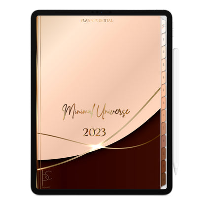 Planner Digital 2023 Vertical Minimal Universe Gold Line • iPad Tablet • Download Instantâneo • Sustentável
