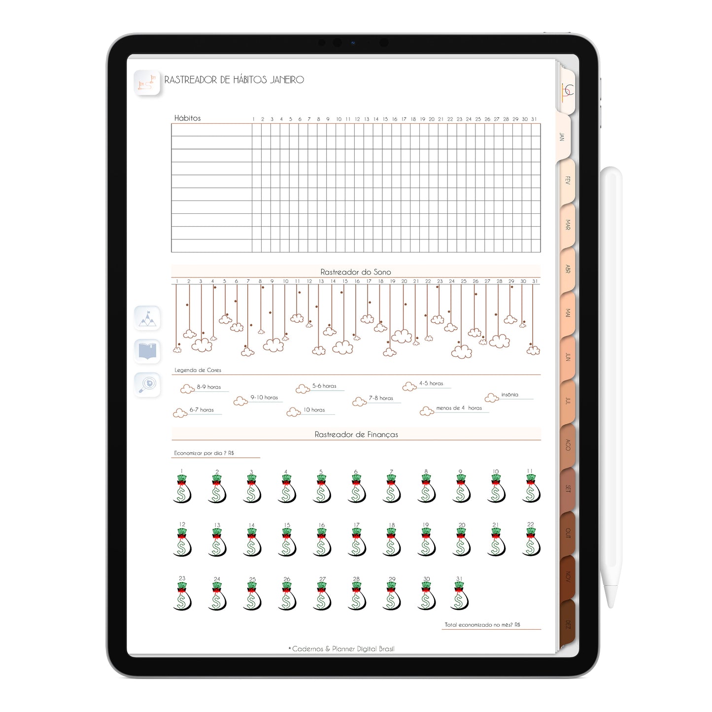 Planner Digital 2023 Vertical Minimal Universe Energia Criativa • iPad Tablet • Download Instantâneo • Sustentável