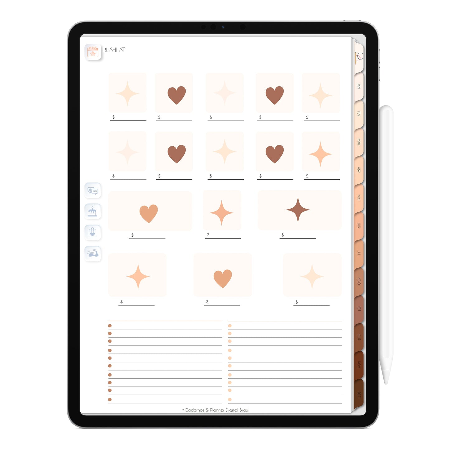 Planner Digital 2023 Vertical Minimal Universe Ondas de Luz • iPad Tablet • Download Instantâneo • Sustentável