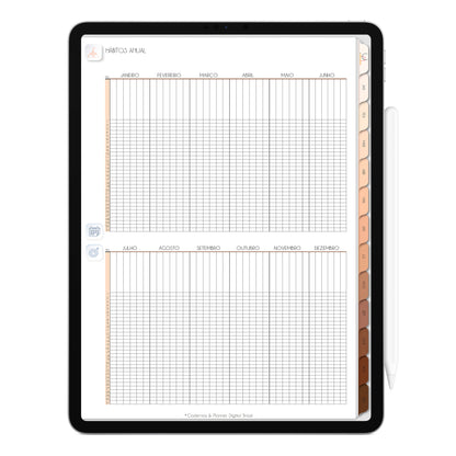 Planner Digital 2023 Vertical Minimal Universe Ondas de Luz • iPad Tablet • Download Instantâneo • Sustentável