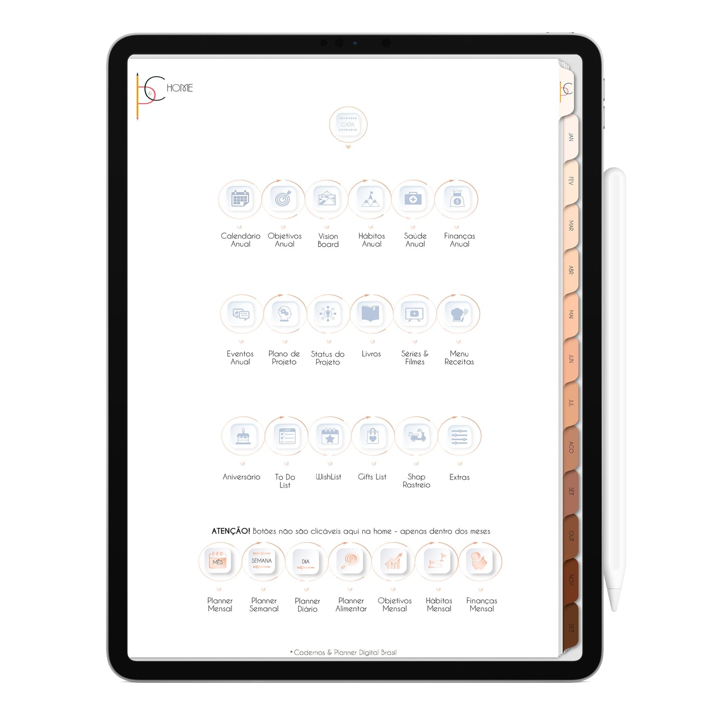 Planner Digital 2023 Vertical Minimal Universe Floral • iPad Tablet • Download Instantâneo • Sustentável