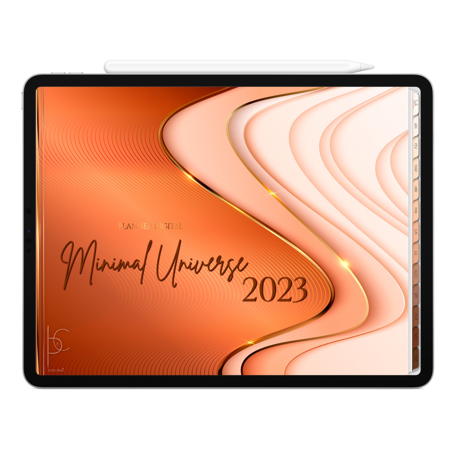 Planner Digital 2023 Horizontal Minimal Universe Ondas de Luz • iPad Tablet • Download Instantâneo • Sustentável