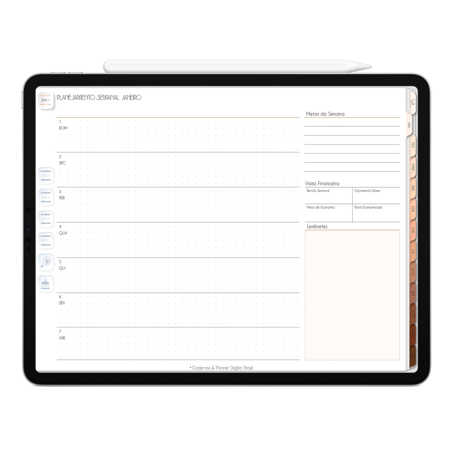 Planner Digital 2023 Horizontal Minimal Universe Ondas de Luz • iPad Tablet • Download Instantâneo • Sustentável