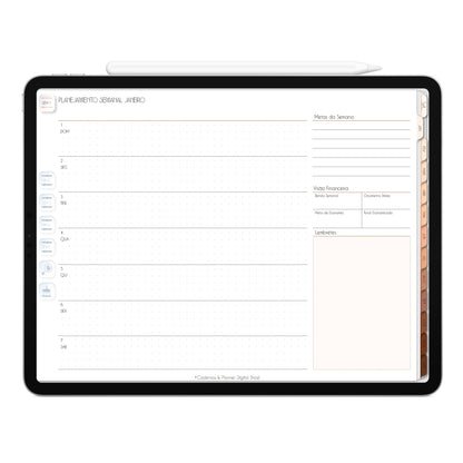 Planner Digital 2023 Horizontal Minimal Universe Ondas de Luz • iPad Tablet • Download Instantâneo • Sustentável