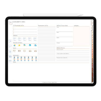 Planner Digital 2023 Horizontal Minimal Universe Ondas de Luz • iPad Tablet • Download Instantâneo • Sustentável