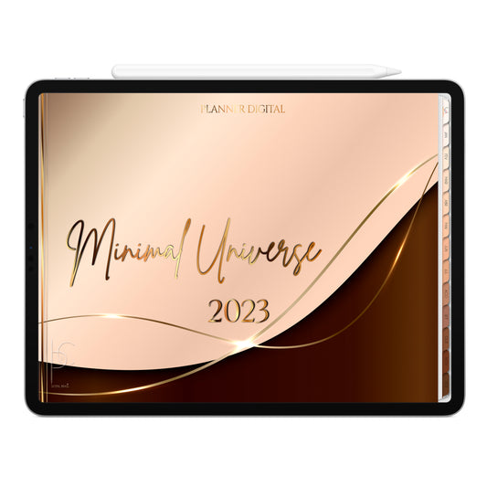 Planner Digital 2023 Horizontal Minimal Universe Gold Line • iPad Tablet • Download Instantâneo • Sustentável