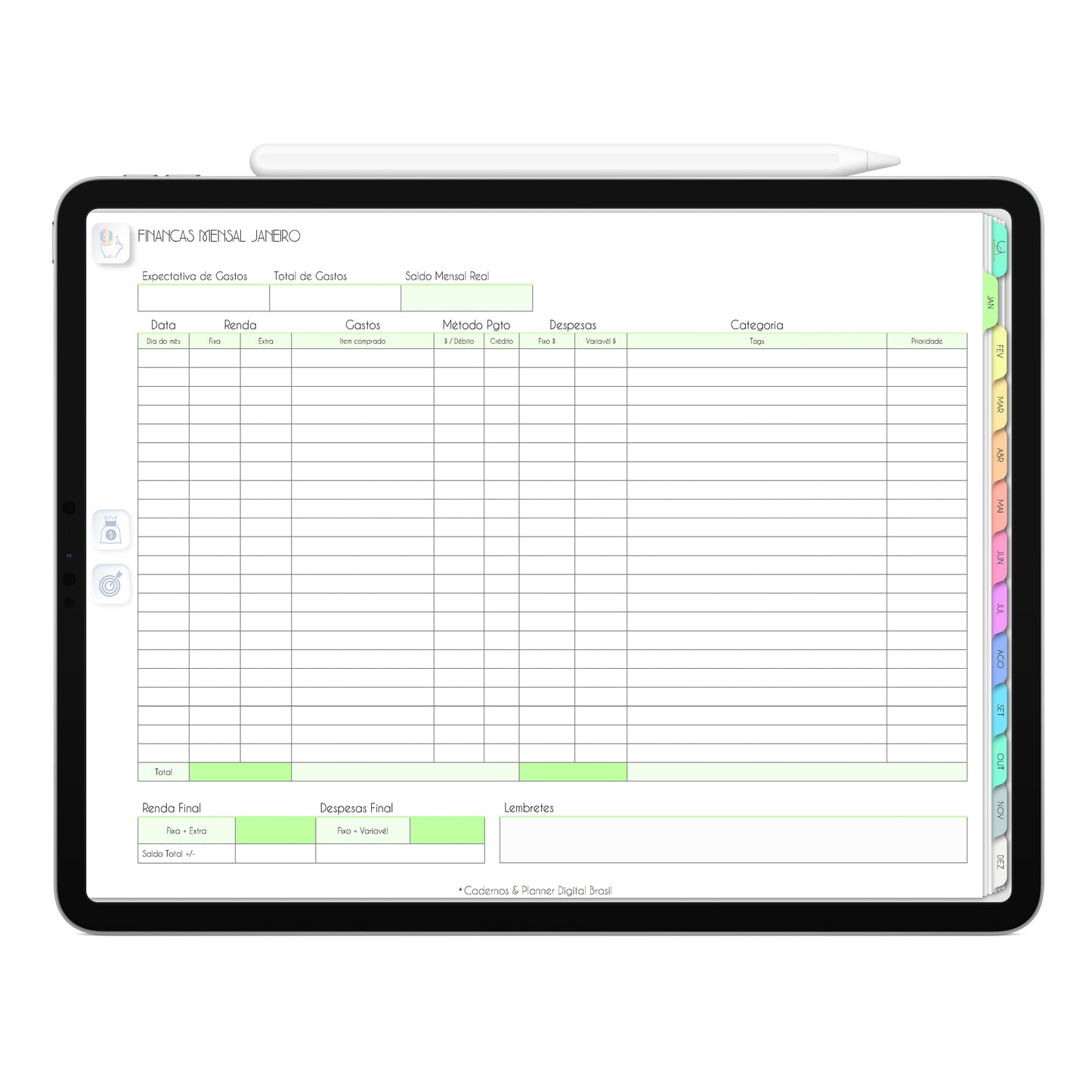 Planner Digital 2023 Horizontal Life In Colors Day • iPad Tablet • Download Instantâneo • Sustentável