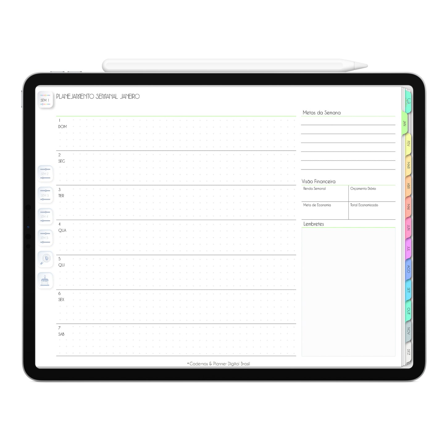 Planner Digital 2023 Horizontal Life In Colors Capuccino • iPad Tablet • Download Instantâneo • Sustentável