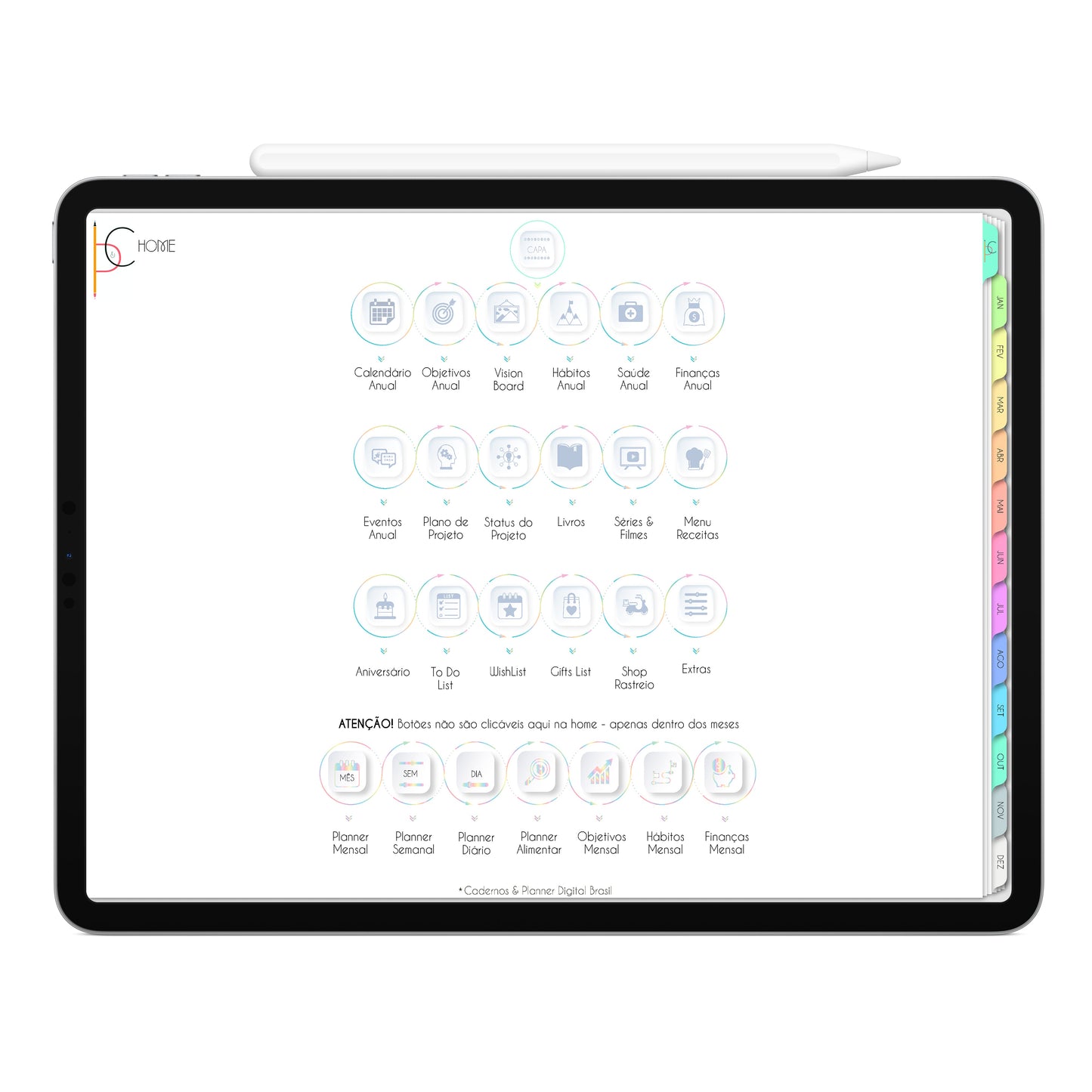 Planner Digital 2023 Horizontal Life In Colors Day • iPad Tablet • Download Instantâneo • Sustentável