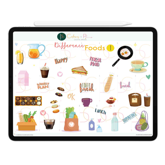 Adesivos Stickers Digital Planejamento Alimentar Nutrição • Planner Digital Caderno Digital • iPad Tablet • GoodNotes Noteshelf