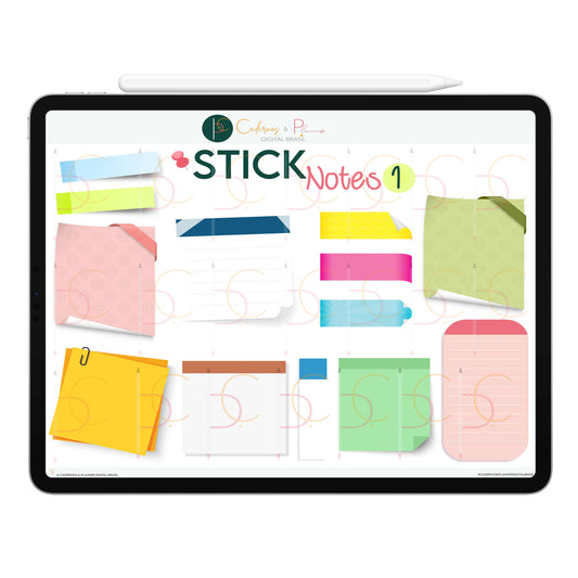 Adesivos Stickers Digital Stick Notes, Planejamento dos Estudos • Planner Digital Caderno Digital • iPad Tablet • GoodNotes Noteshelf