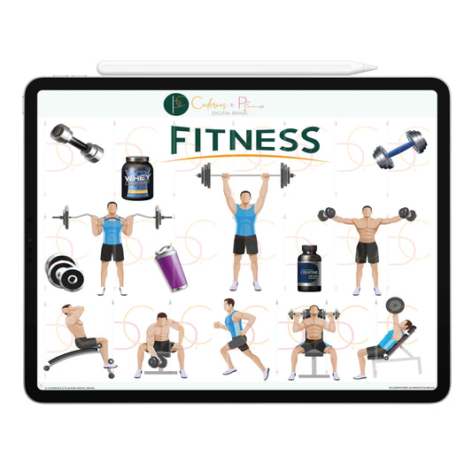 Adesivos Stickers Digital Fitness Gym Musculação Crossfit Men • Planner Digital Caderno Digital • iPad Tablet • GoodNotes Noteshelf