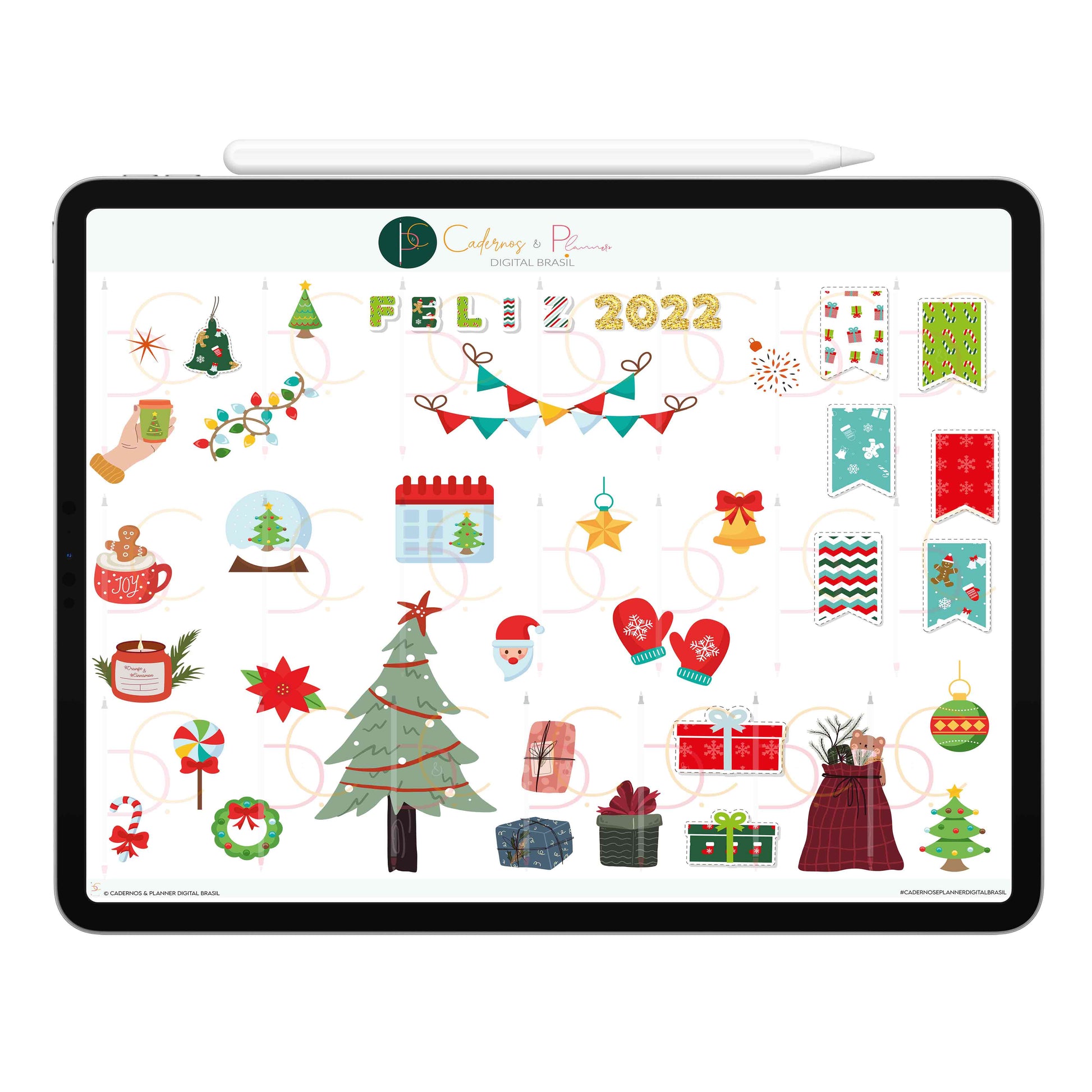 Adesivos Stickers Digital Feliz Natal Merry Christmas • Planner Digital Caderno Digital • iPad Tablet • GoodNotes Noteshelf