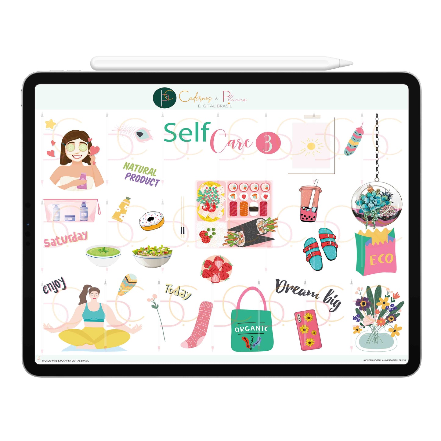 Adesivos Stickers Digital Self Care, Meditação, Autocuidado • Planner Digital Caderno Digital • iPad Tablet • GoodNotes Noteshelf